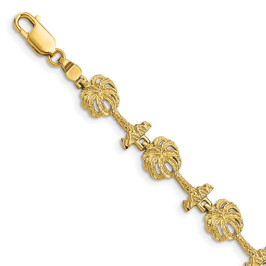 7.25 Inch 14K Palm Tree Bracelet