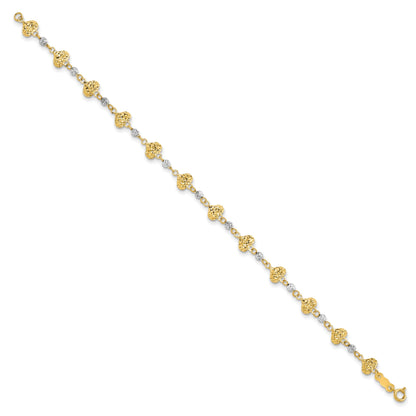 14K Two-Tone Two Tone D/C Heart Link Bracelet