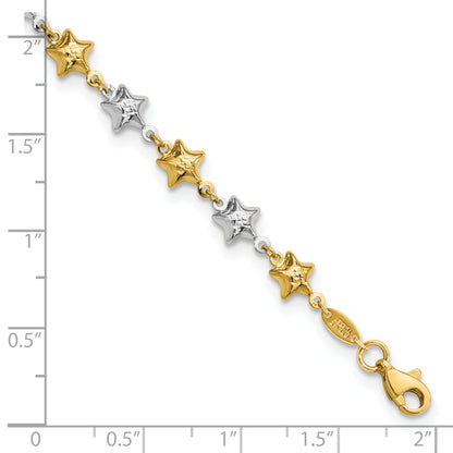 14K Two-Tone Puffed Star Bracelet