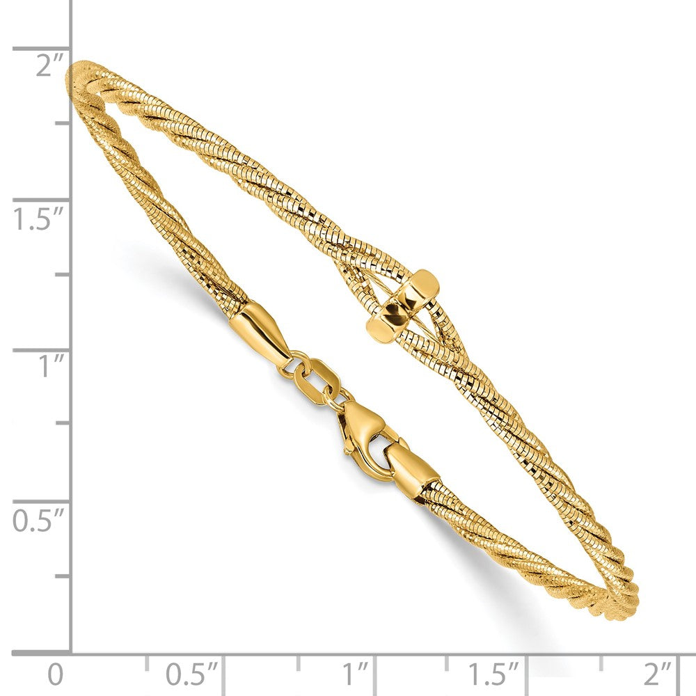 7.5 Inch 14K Polished Diamond-Cut Twisted Bracelet