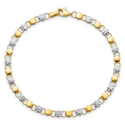 7.5 Inch 14K And White Rhodium D/C Fancy 7.5In Bracelet