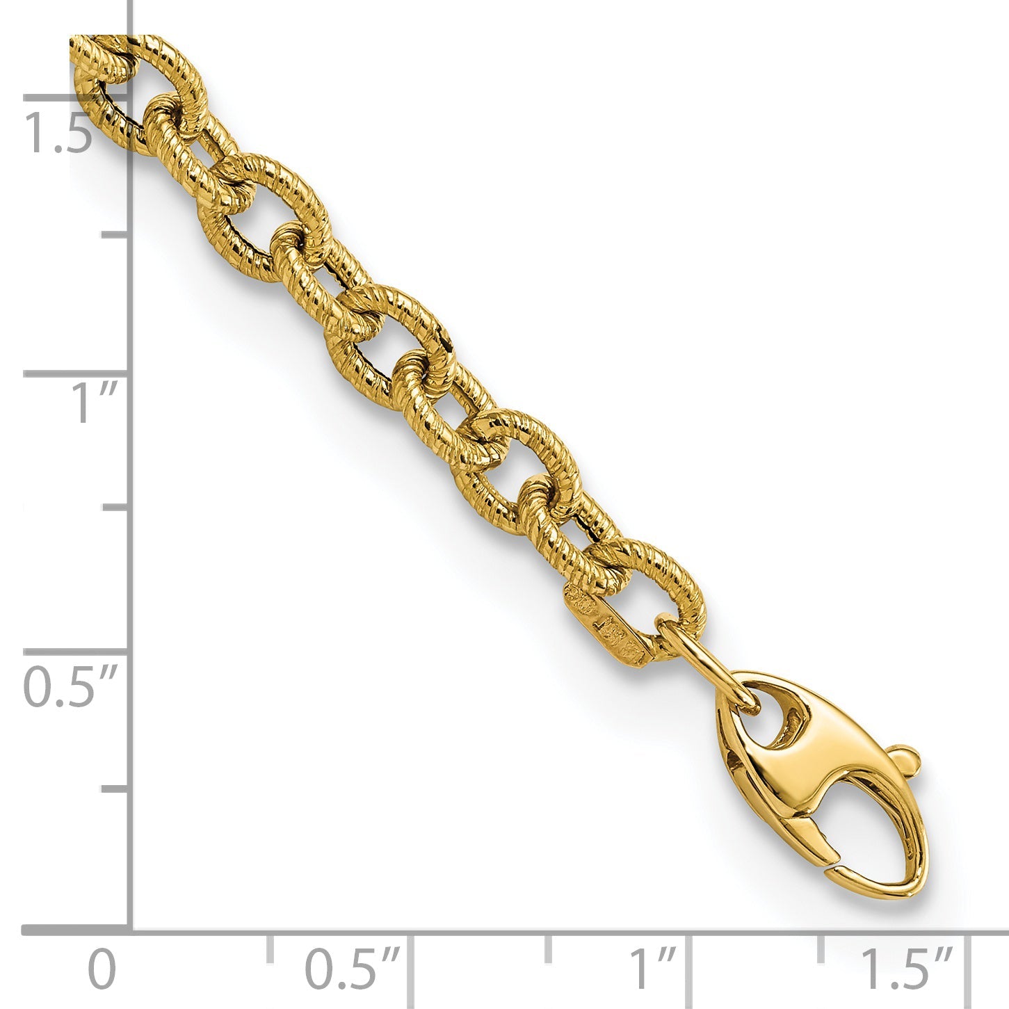 7.5 Inch 14K Polished And Textured Cable Link 7.5In Bracelet