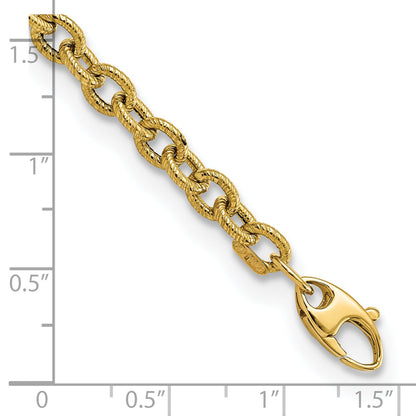 7.5 Inch 14K Polished And Textured Cable Link 7.5In Bracelet