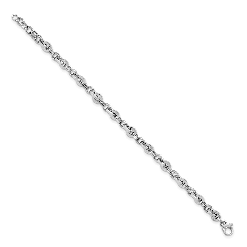 8 Inch 14K White Polished Fancy Link Bracelet
