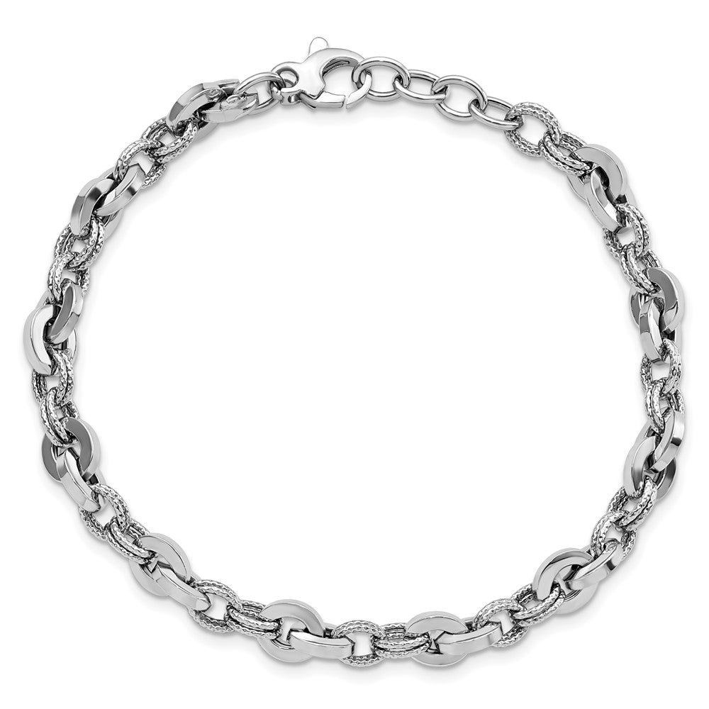 8 Inch 14K White Polished Fancy Link Bracelet