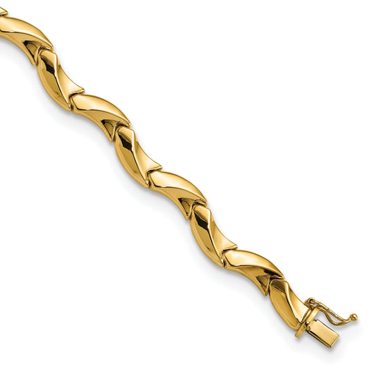 7.5 Inch 14K Polished Fancy Wavy Link Bracelet