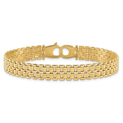 7.5 Inch 14K Brushed And Polished Basket Weave Pattern 7.5In Bracelet