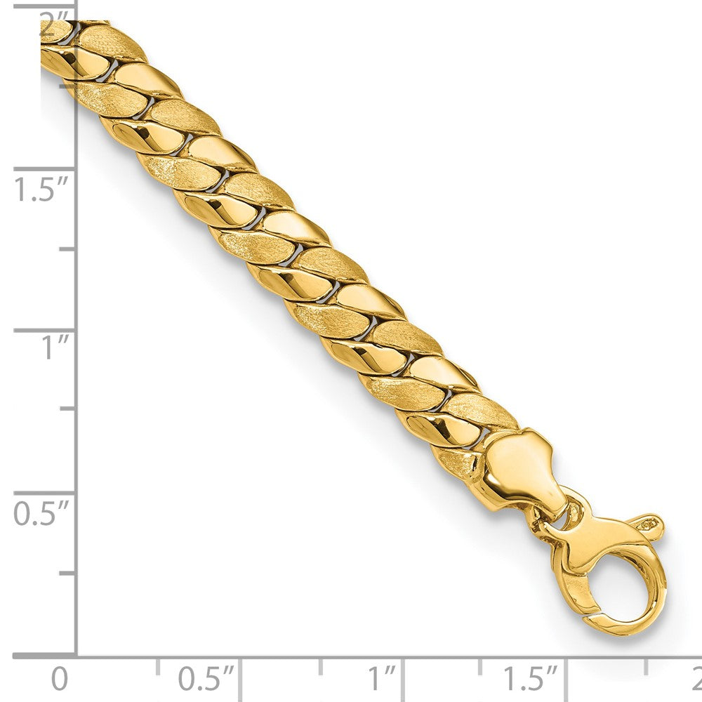 7.75 Inch 14K Satin And Polished 6.5mm Fancy Link Bracelet