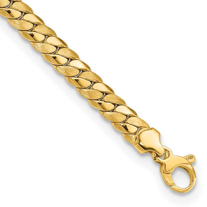 7.75 Inch 14K Satin And Polished 6.5mm Fancy Link Bracelet