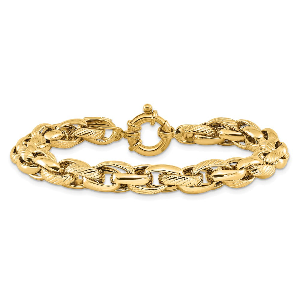 7.5 Inch 14K Polished And Textured Link 7.5In Bracelet