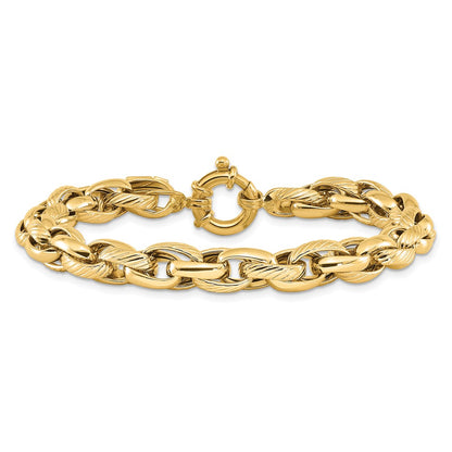 7.5 Inch 14K Polished And Textured Link 7.5In Bracelet