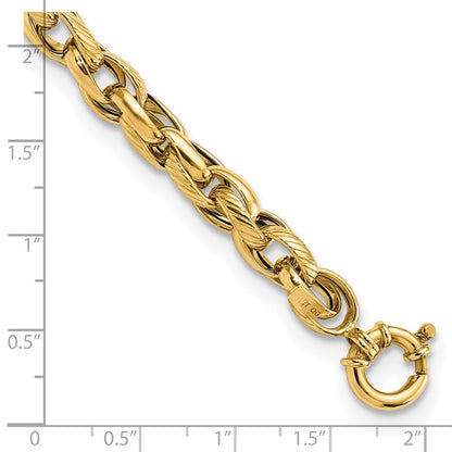 7.5 Inch 14K Polished And Textured Link 7.5In Bracelet
