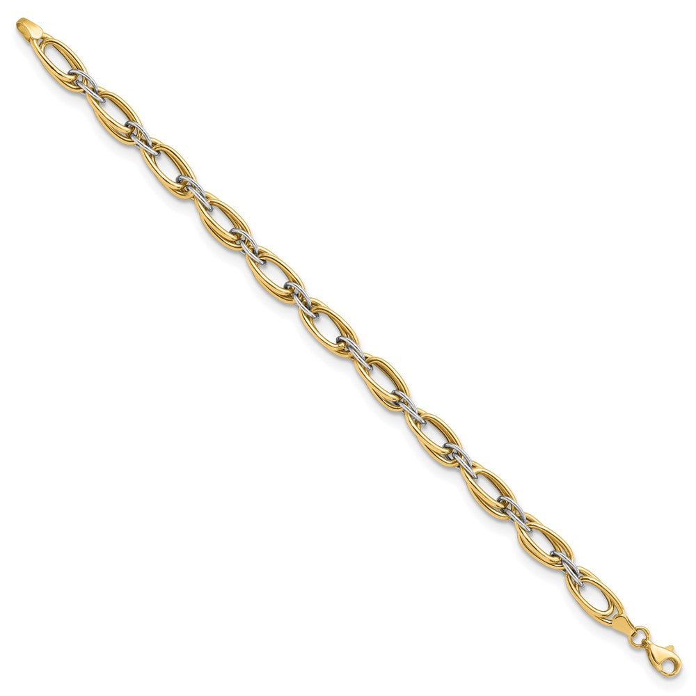 8 Inch 14K Two-Tone Polished Fancy Link 8In Bracelet