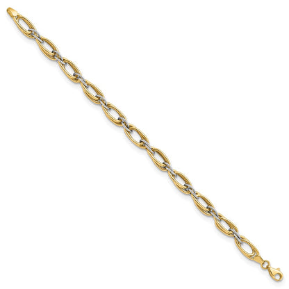 8 Inch 14K Two-Tone Polished Fancy Link 8In Bracelet