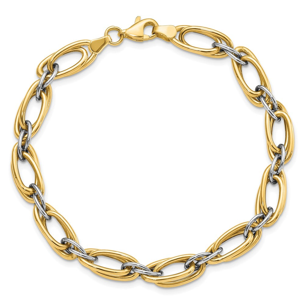 8 Inch 14K Two-Tone Polished Fancy Link 8In Bracelet