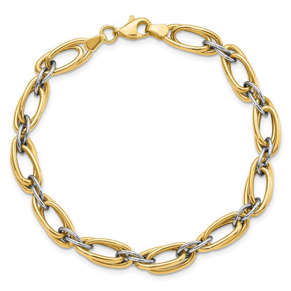 8 Inch 14K Two-Tone Polished Fancy Link 8In Bracelet
