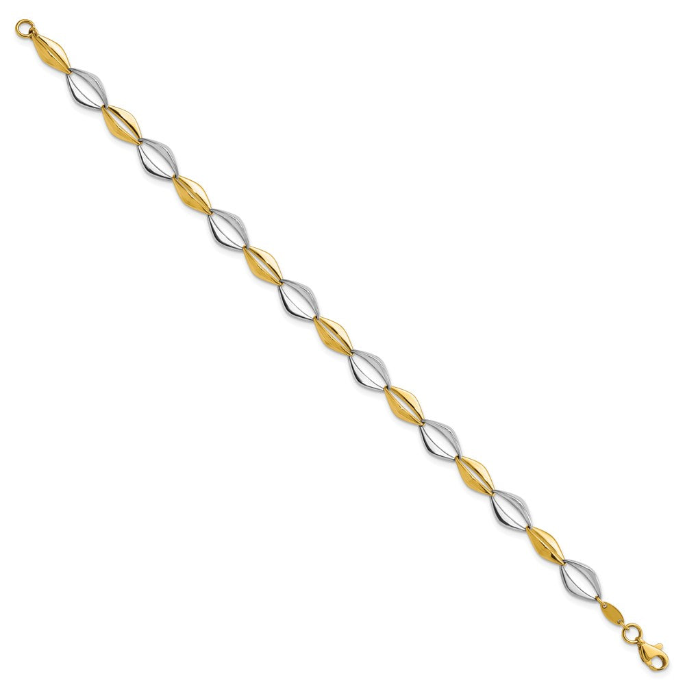 7.5 Inch 14K Two-Tone Polished Fancy Link 7.5In Bracelet