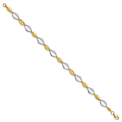 7.5 Inch 14K Two-Tone Polished Fancy Link 7.5In Bracelet