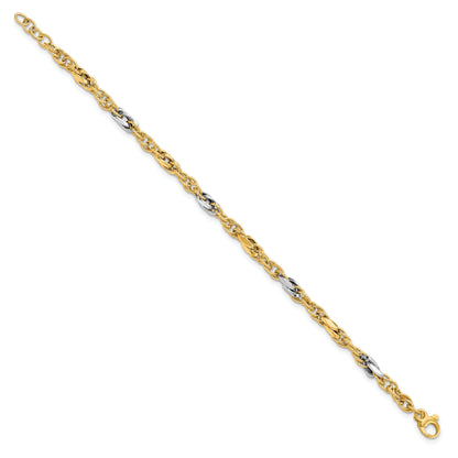 8 Inch 14K Two-Tone Polished Fancy Link Bracelet