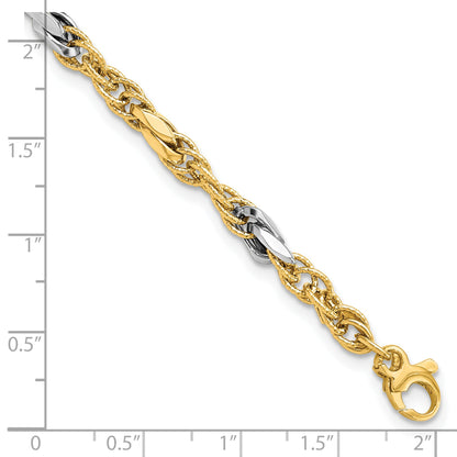 8 Inch 14K Two-Tone Polished Fancy Link Bracelet