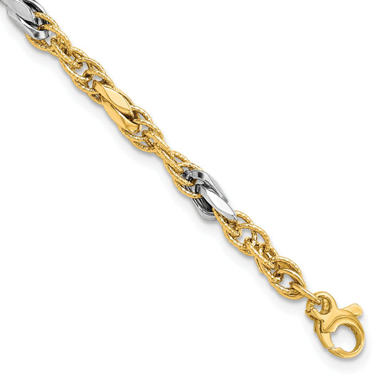 8 Inch 14K Two-Tone Polished Fancy Link Bracelet