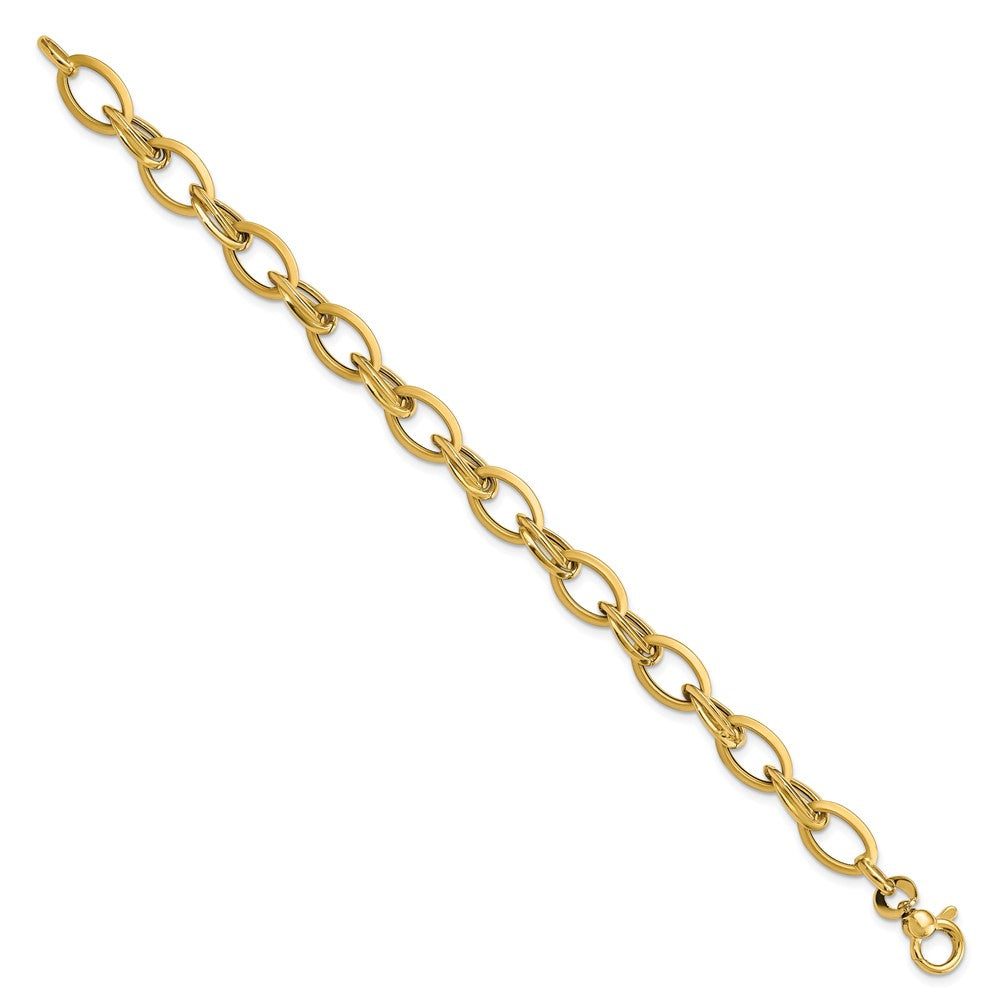 7.25 Inch 14K Polished & Satin Fancy Link Bracelet