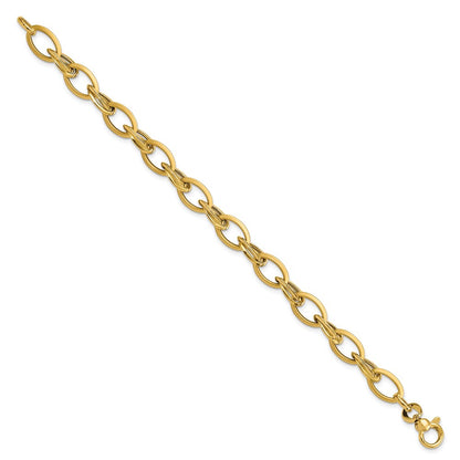 7.25 Inch 14K Polished & Satin Fancy Link Bracelet