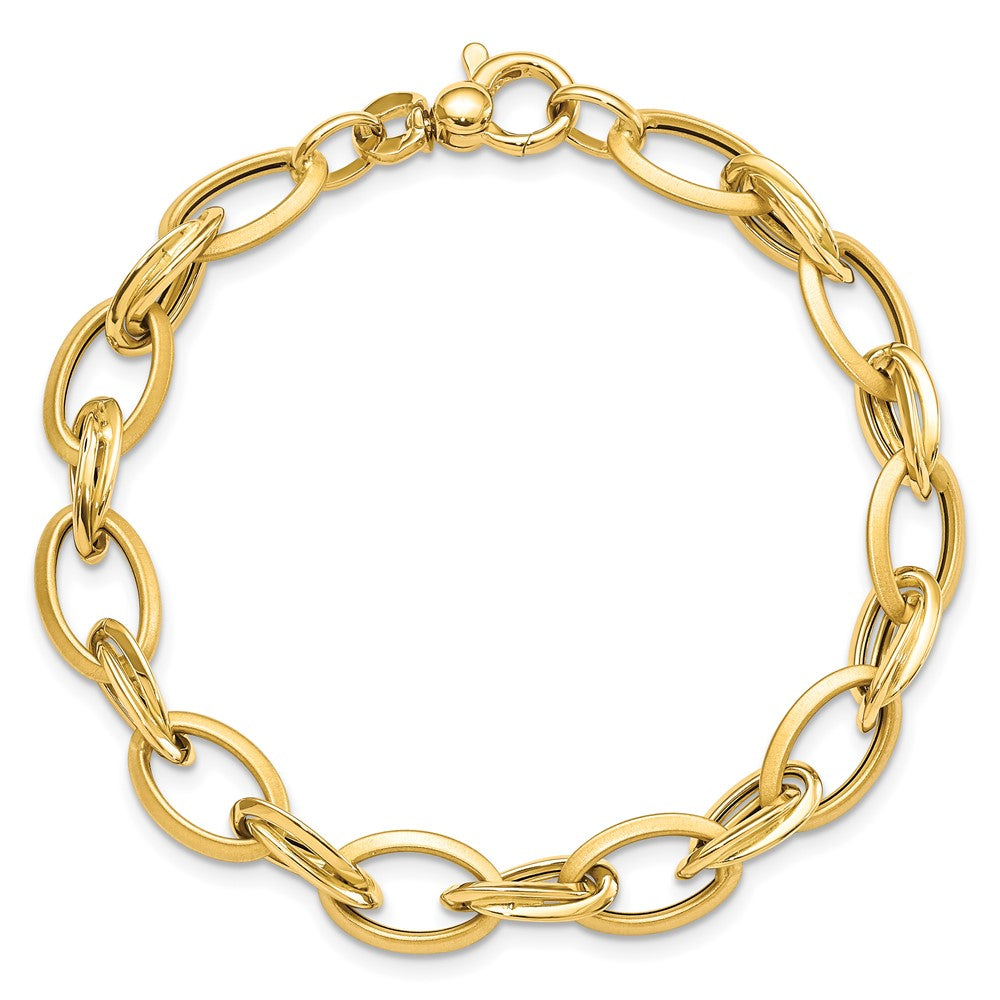 7.25 Inch 14K Polished & Satin Fancy Link Bracelet