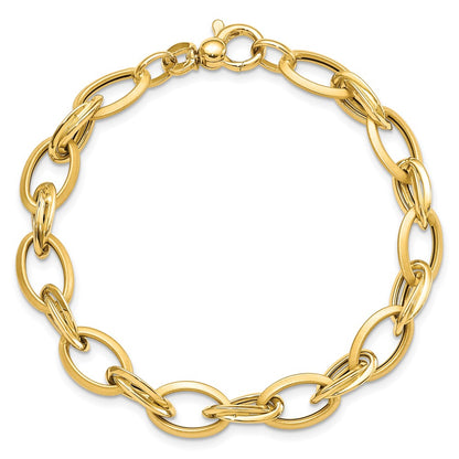 7.25 Inch 14K Polished & Satin Fancy Link Bracelet