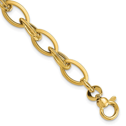 7.25 Inch 14K Polished & Satin Fancy Link Bracelet
