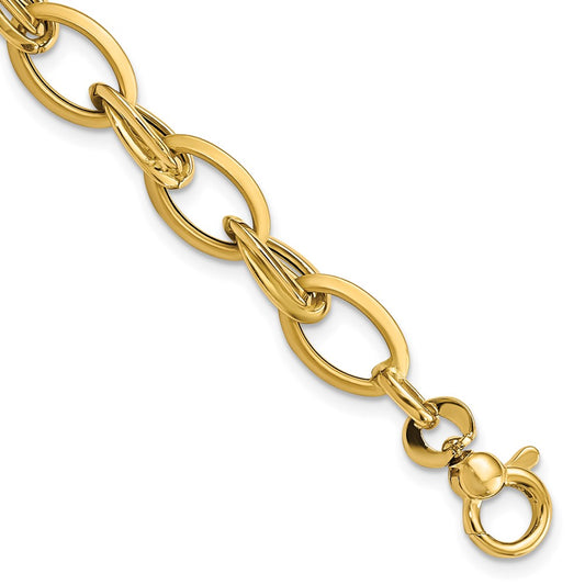 7.25 Inch 14K Polished & Satin Fancy Link Bracelet