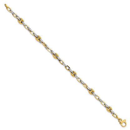 7.5 Inch 14K Two-Tone Textured Double Fancy Link Bracelet