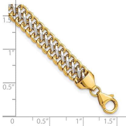 8 Inch 14K & White Rhodium Polished Fancy Link Bracelet