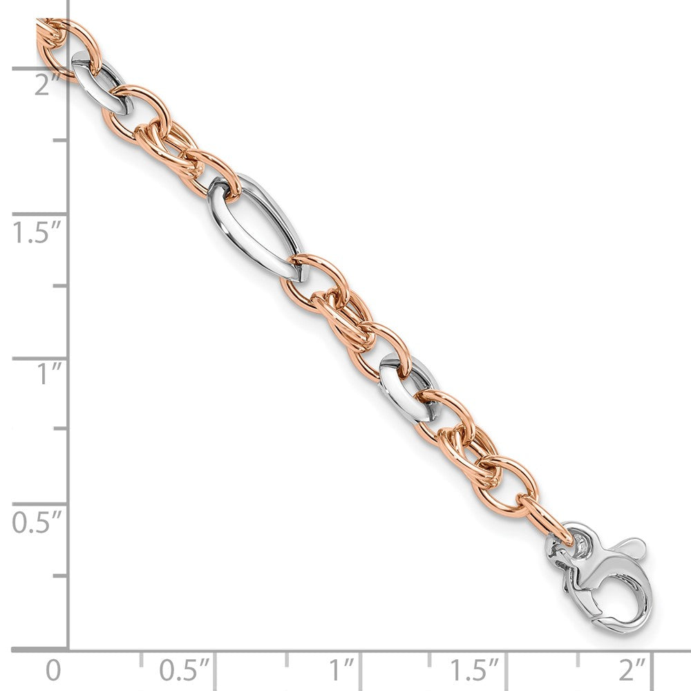 8 Inch 14K Two-Tone White And Rose Fancy Link Bracelet