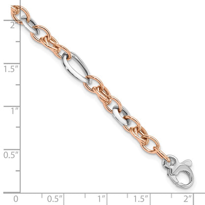8 Inch 14K Two-Tone White And Rose Fancy Link Bracelet