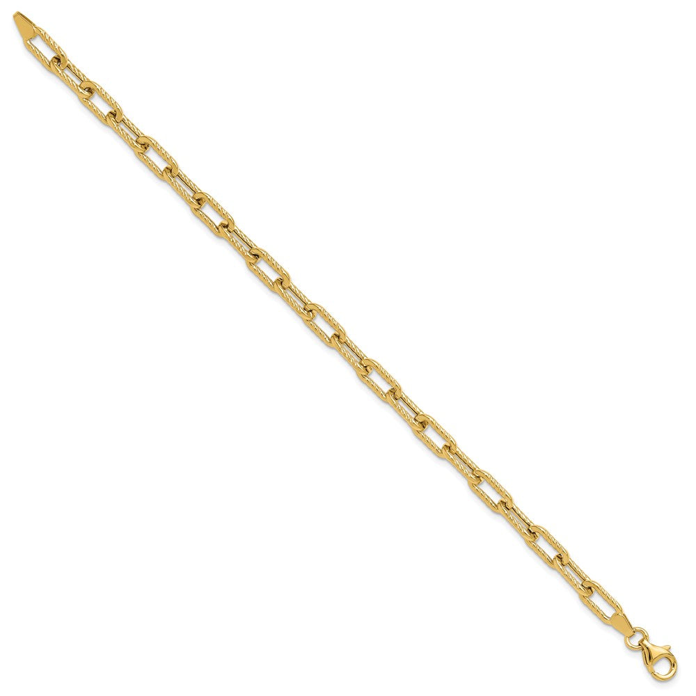 14K Yellow Gold Polished and Textured Fancy Link Bracelet