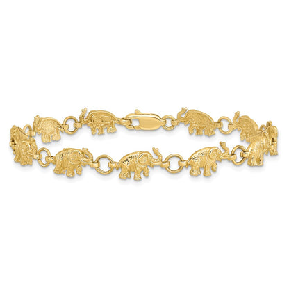 7 Inch 14K Elephant Bracelet