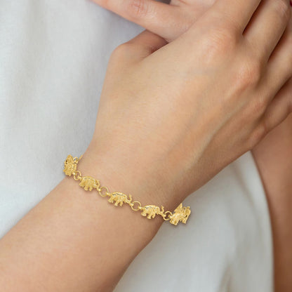 7 Inch 14K Elephant Bracelet