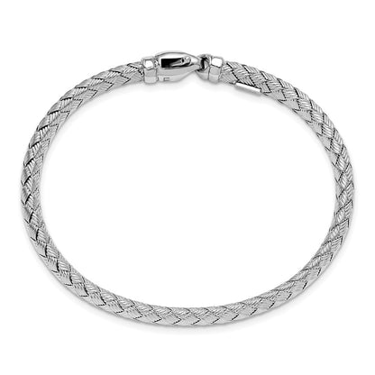 Sterling Silver Rhodium-Plated Weaved Bangle