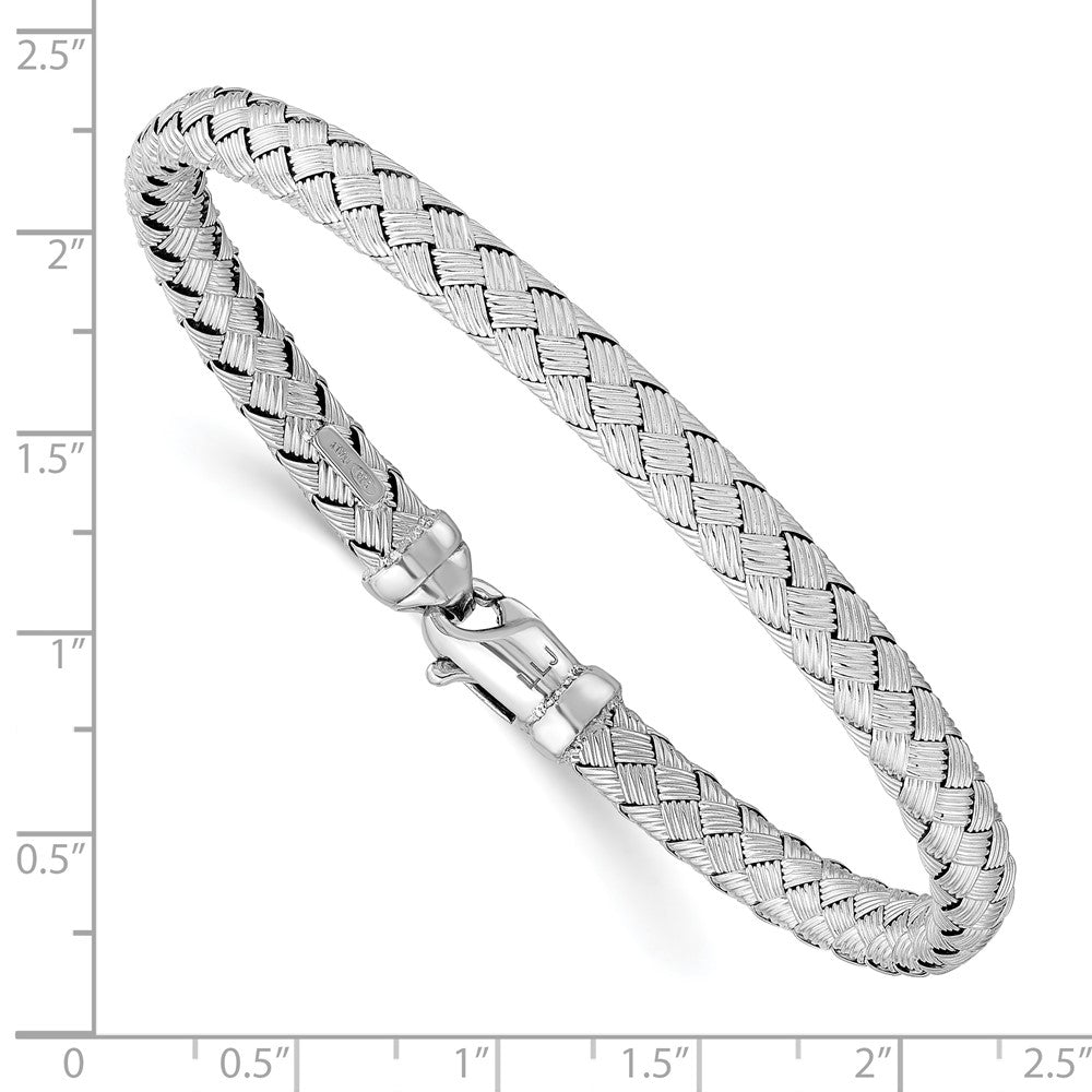 Sterling Silver Rhodium-Plated Weaved Bangle