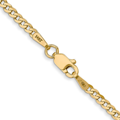 14K Yellow Gold 26 Inch 2.2mm Flat Beveled Curb With Lobster Clasp Chain Necklace