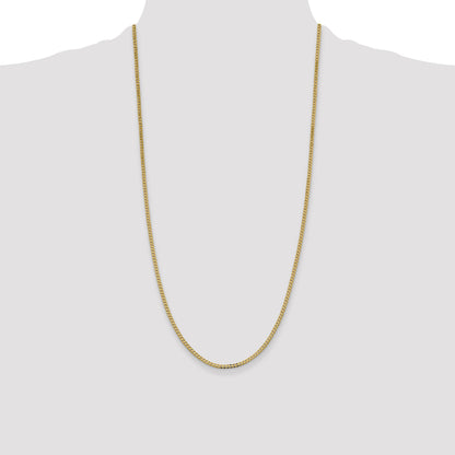 14K Yellow Gold 28 Inch 2.3mm Flat Beveled Curb With Lobster Clasp Chain Necklace