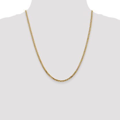 14K Yellow Gold 22 Inch 2.9mm Flat Beveled Curb With Lobster Clasp Chain Necklace