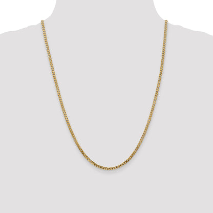 14K Yellow Gold 24 Inch 2.9mm Flat Beveled Curb With Lobster Clasp Chain Necklace