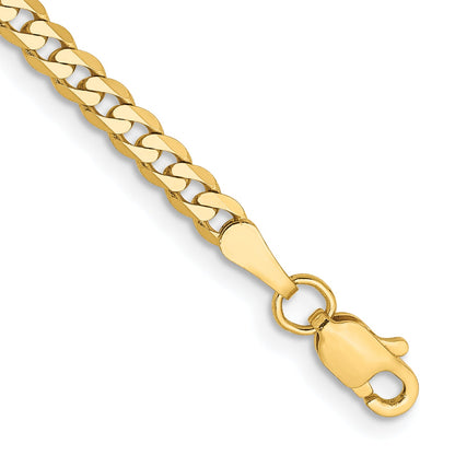 14K Yellow Gold 2.9mm Flat Beveled Curb With Lobster Clasp Anket Chain Anklet