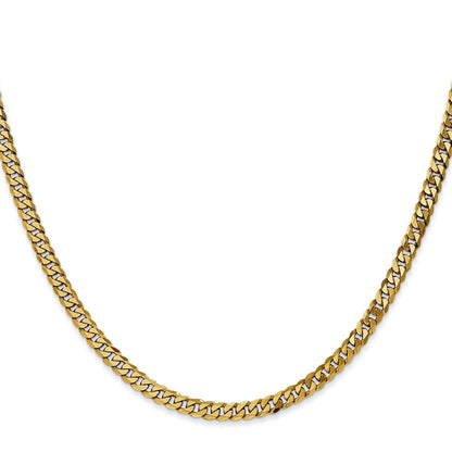 14K Yellow Gold 24 Inch 3.9mm Flat Beveled Curb With Lobster Clasp Chain Necklace