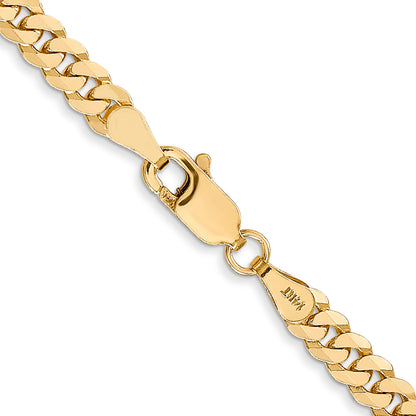 14K Yellow Gold 22 Inch 3.9mm Flat Beveled Curb With Lobster Clasp Chain Necklace