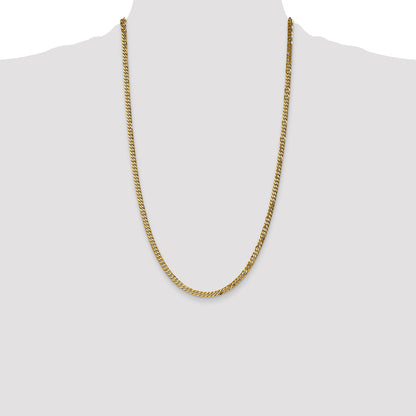 14K Yellow Gold 26 Inch 3.9mm Flat Beveled Curb With Lobster Clasp Chain Necklace