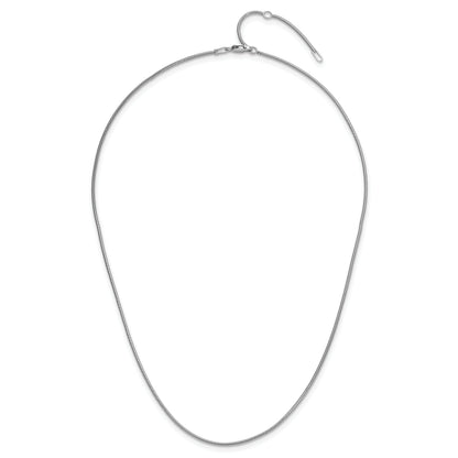Sterling Silver Ss Rh Plat 1.1mm Round Snake 1In+1In Adjustable Chain