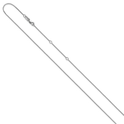 Sterling Silver Ss Rh Plated .85mm Box 1In+1In Adjustable Chain